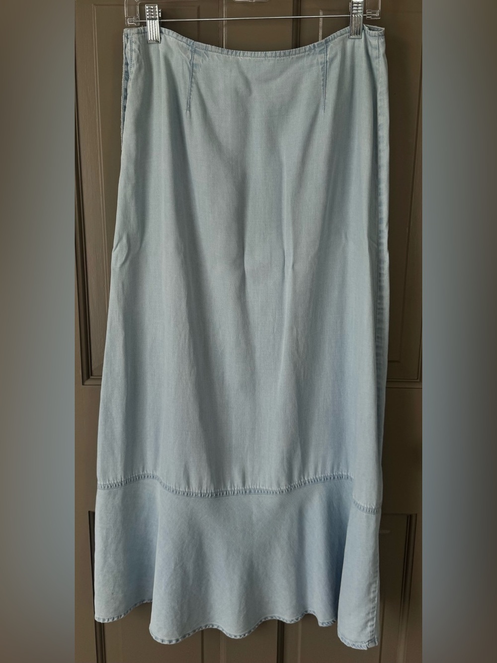 Lightweight, soft denim maxi skirt